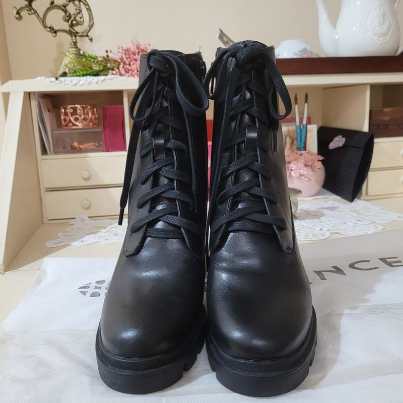 Black Friday Botas Loja Constance Bota Coturno Preta Couro