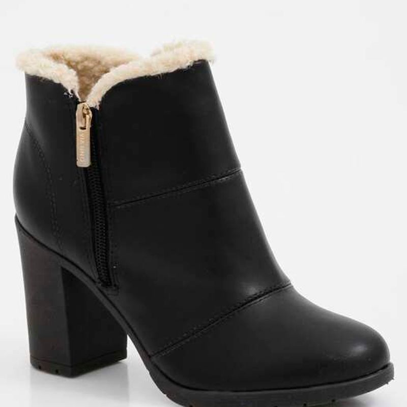 Bota Feminina Ankle Boot Salto Grosso Bico Fino Botas Marisa Cano