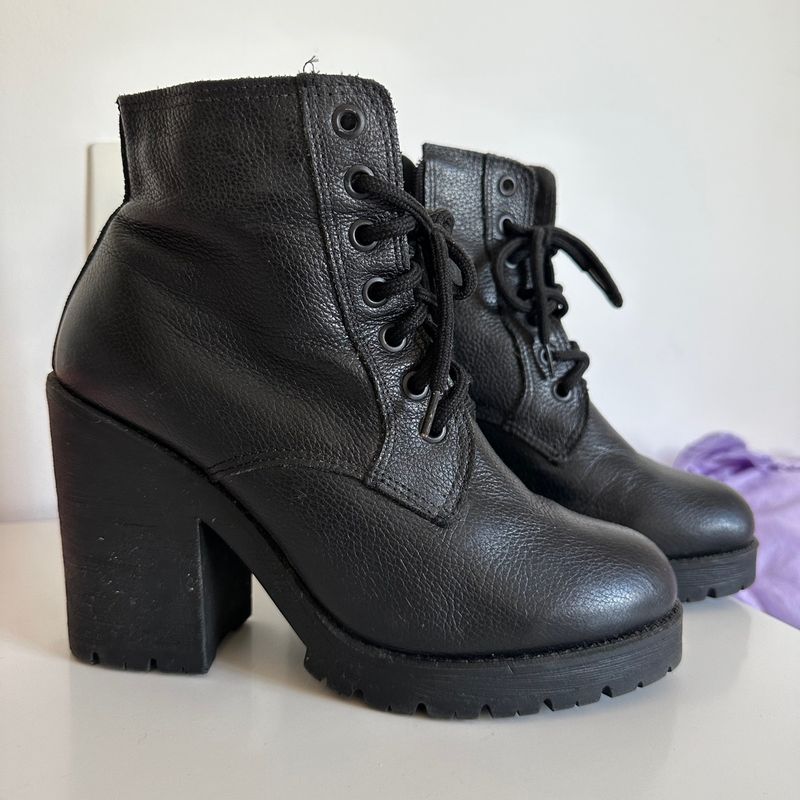 Bota Coturno Salto Couro Tratorada Bota Feminina Constance Usado