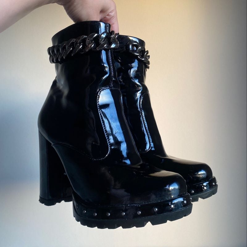 Bota Coturno Tratorado Verniz Preto Bota Feminina Studio M Usado