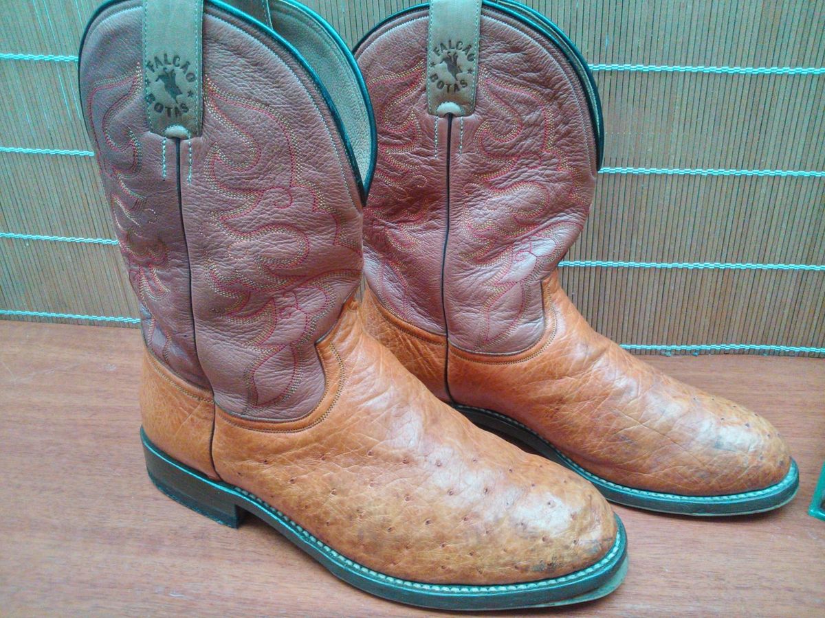 bota masculina couro de avestruz