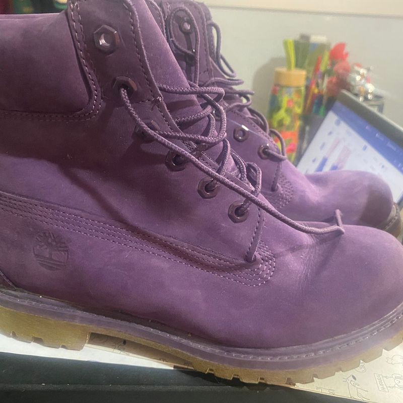 Bota Couro Timberland Yellow Boot Roxa Bota Feminina Timberland Usado  102411264 enjoei