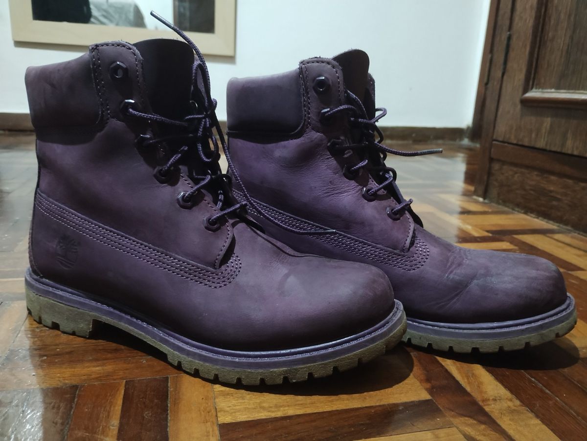 Bota Couro Timberland Yellow Boot Roxa 37 Bota Feminina Timberland Usado  100295059 enjoei