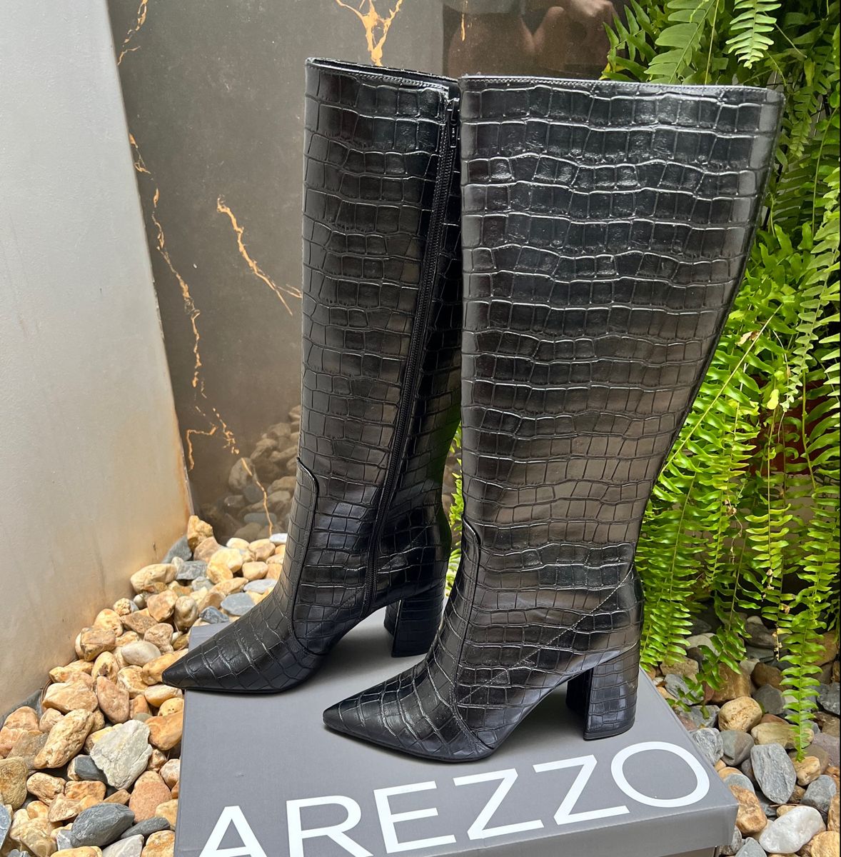 Bota Croco Arezzo Cano Longo Salto Grosso Inverno 2023 Bota Feminina Arezzo Nunca Usado 84844458 enjoei