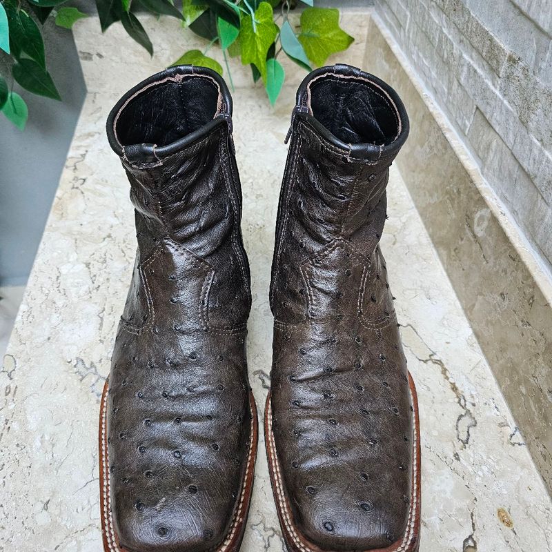 Bota de Couro de Avestruz Original Bota Masculina Reizinho Botas Usado 85825531 enjoei