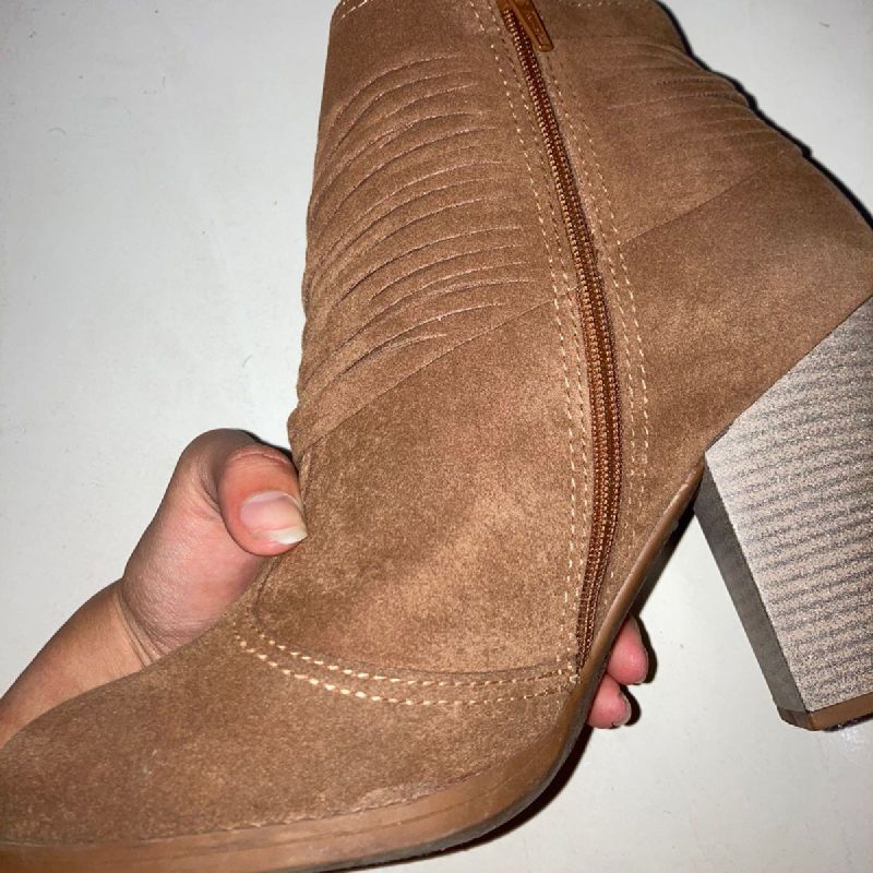 Bota Feminina, Camurça Caramelo, Moleca Bota Feminina Moleca