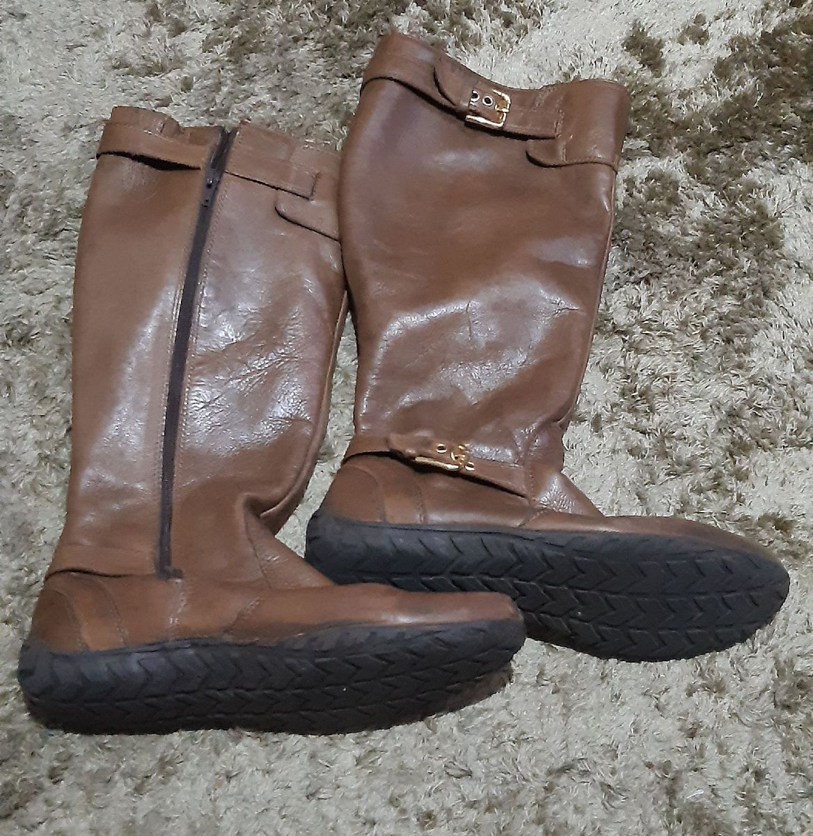 bota de couro feminina sem salto