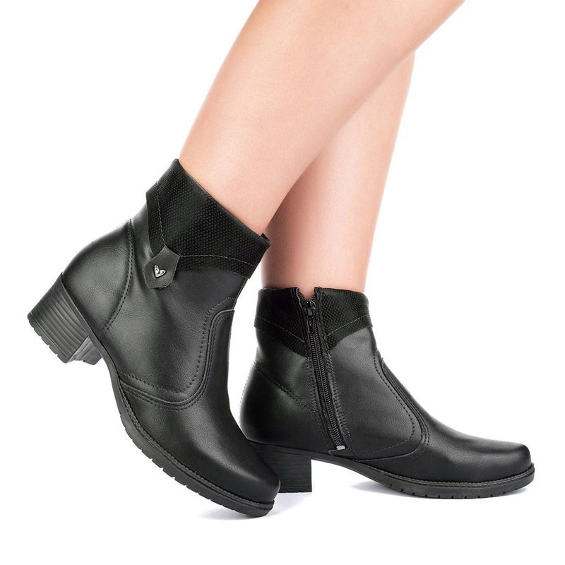 Bota Feminina Cano Curto Salto Baixo Preto Mississipi Bota