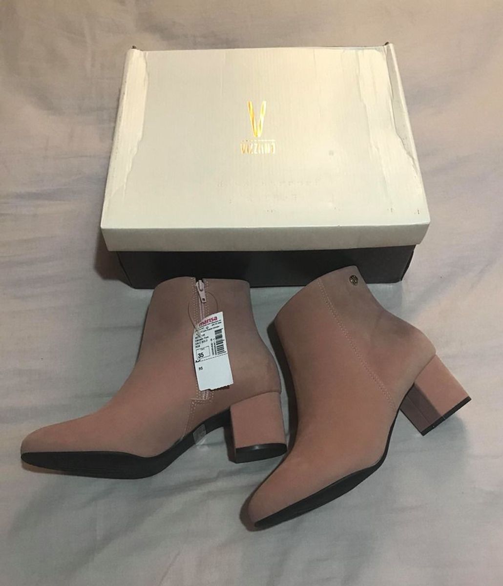 bota feminina nobuck cano curto vizzano