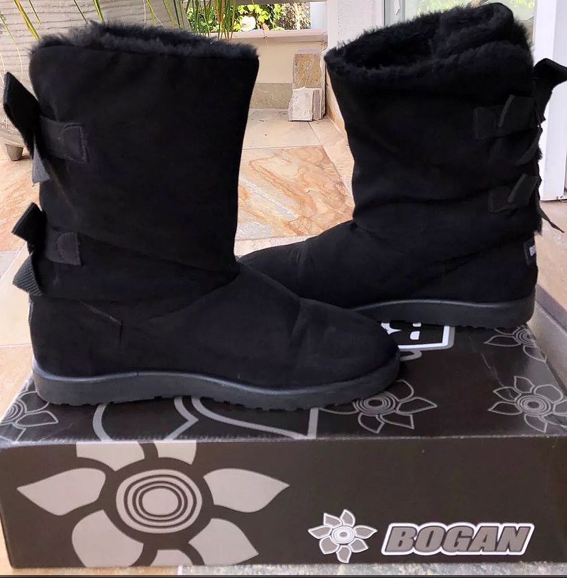 Bota Feminina Cano Médio Forrada Bogan Kirra Preta -nova | Bota ...