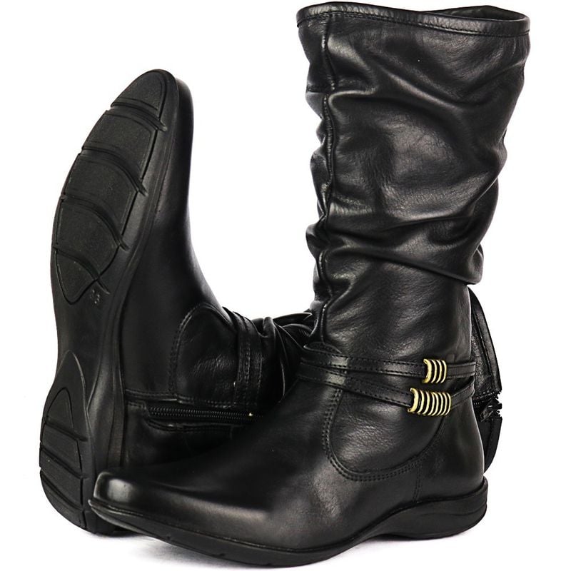 Feminina Cano Alto Botinha Preta Sem Salto Sem Salto Botinha Cano