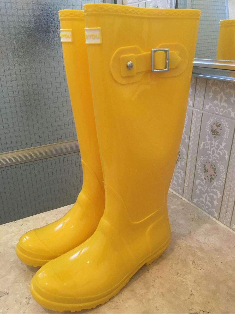 Hunter Galocha Amarela Bota Feminina Galocha Késttou Kt001 Gloss