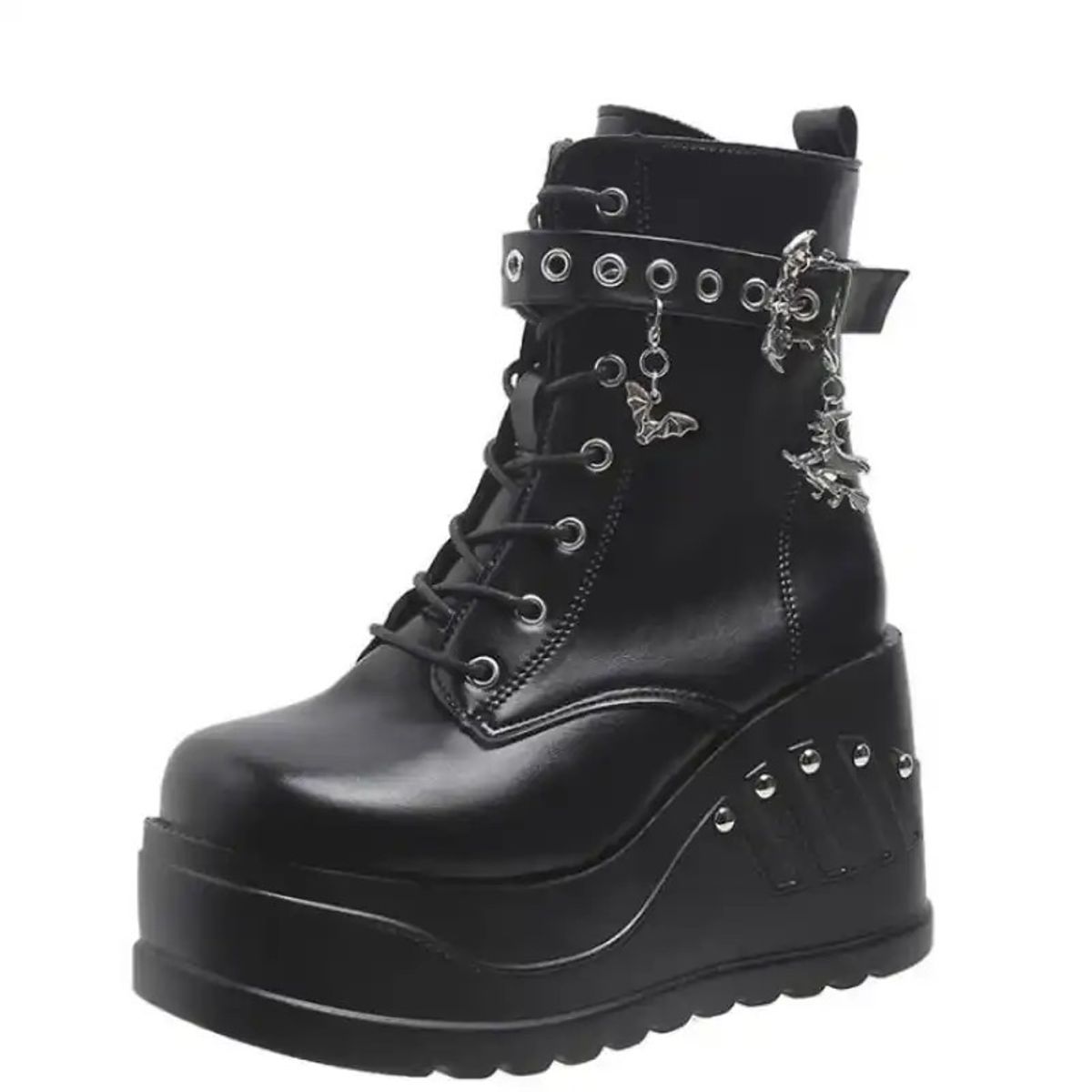 Bota Gótica Emo Alternativa Demonia Rock Punk E-girl Preta Cano Curto ...