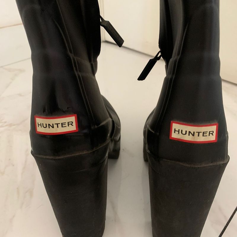 Bota Hunter Preta de Salto Alto Tam 39 Original Bota Feminina