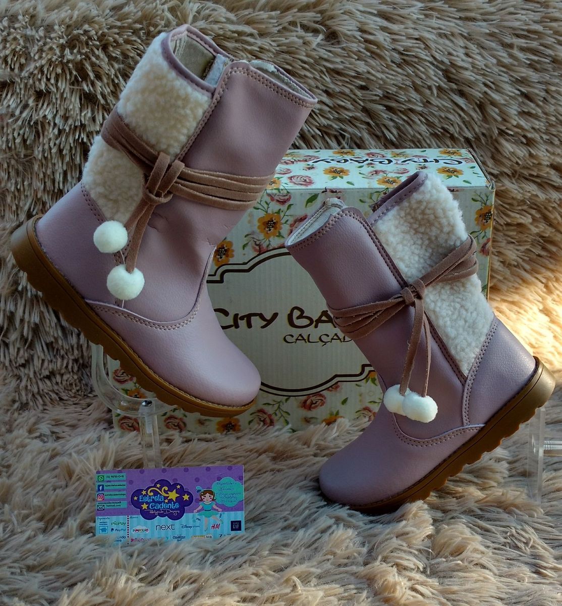 bota com pelinho dentro infantil