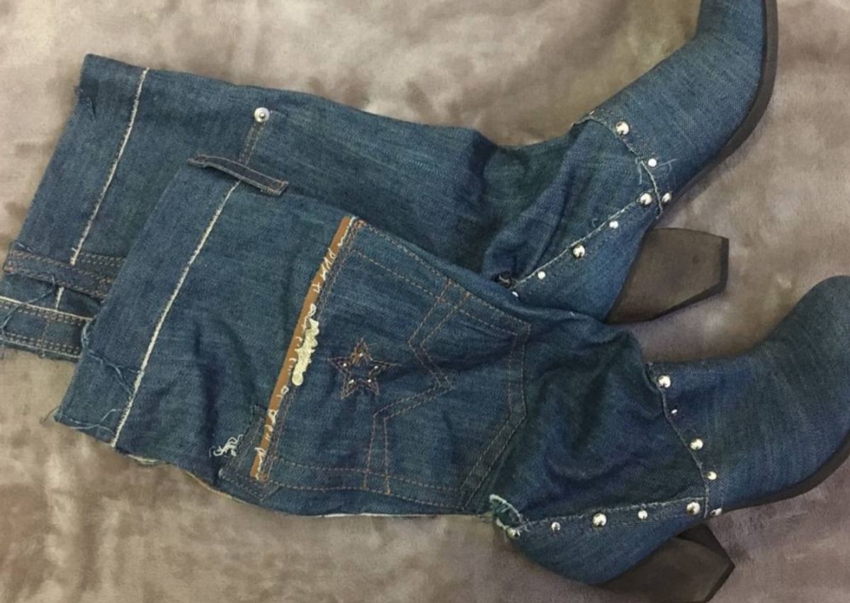 bota jeans feminina