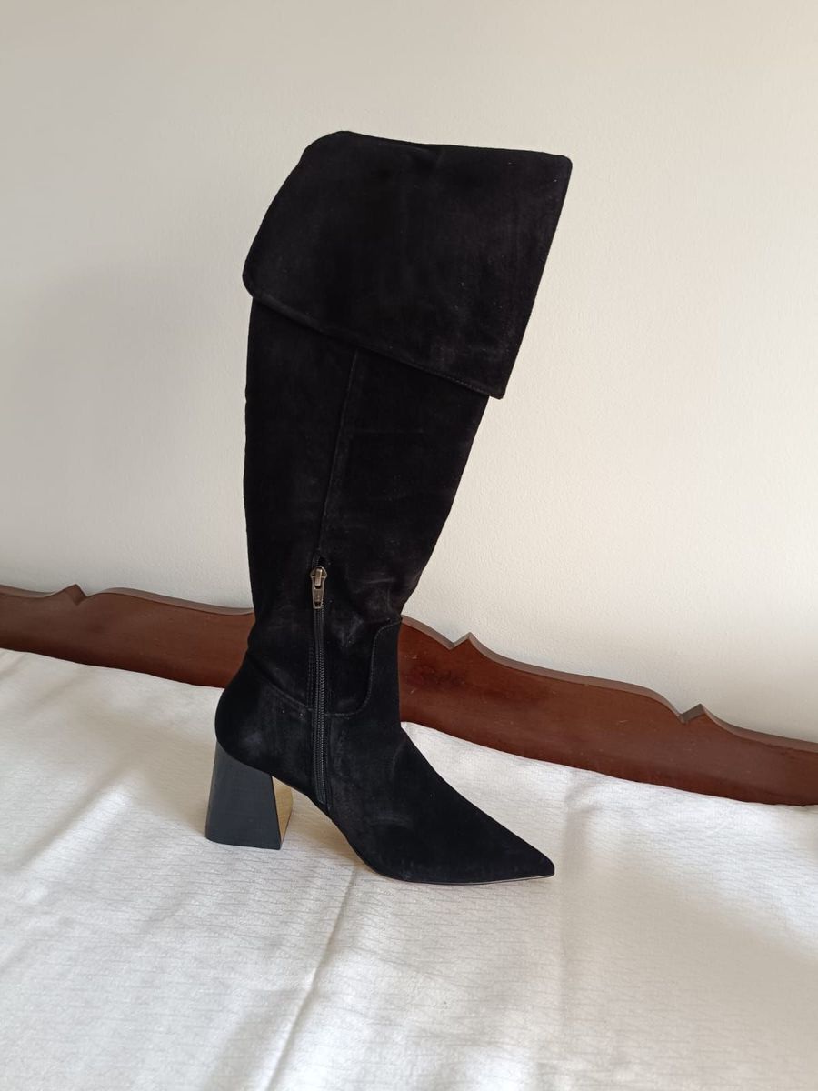 Over The Knee Salto Baixo Bota Luiza Barcelos Over Knee Salto