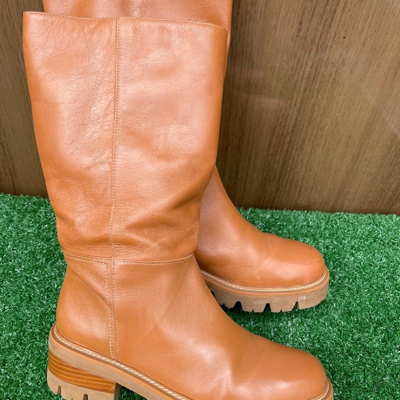 Bota Marrom Couro Cano Longo Tratorada 38 Arezzo Bota Feminina Arezzo Usado 91224824 enjoei