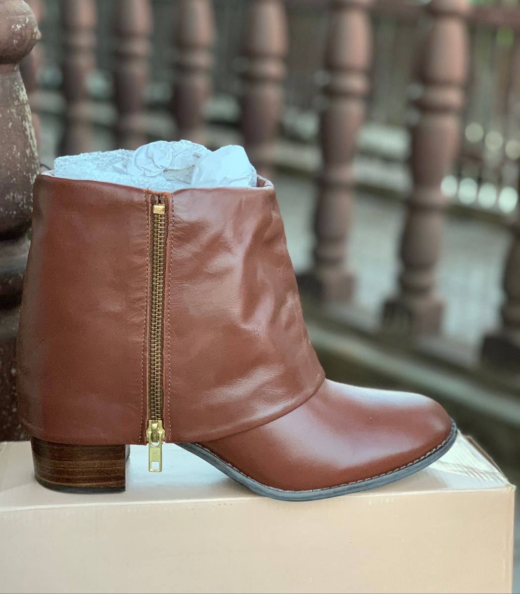 bota de couro legitimo cano curto feminina