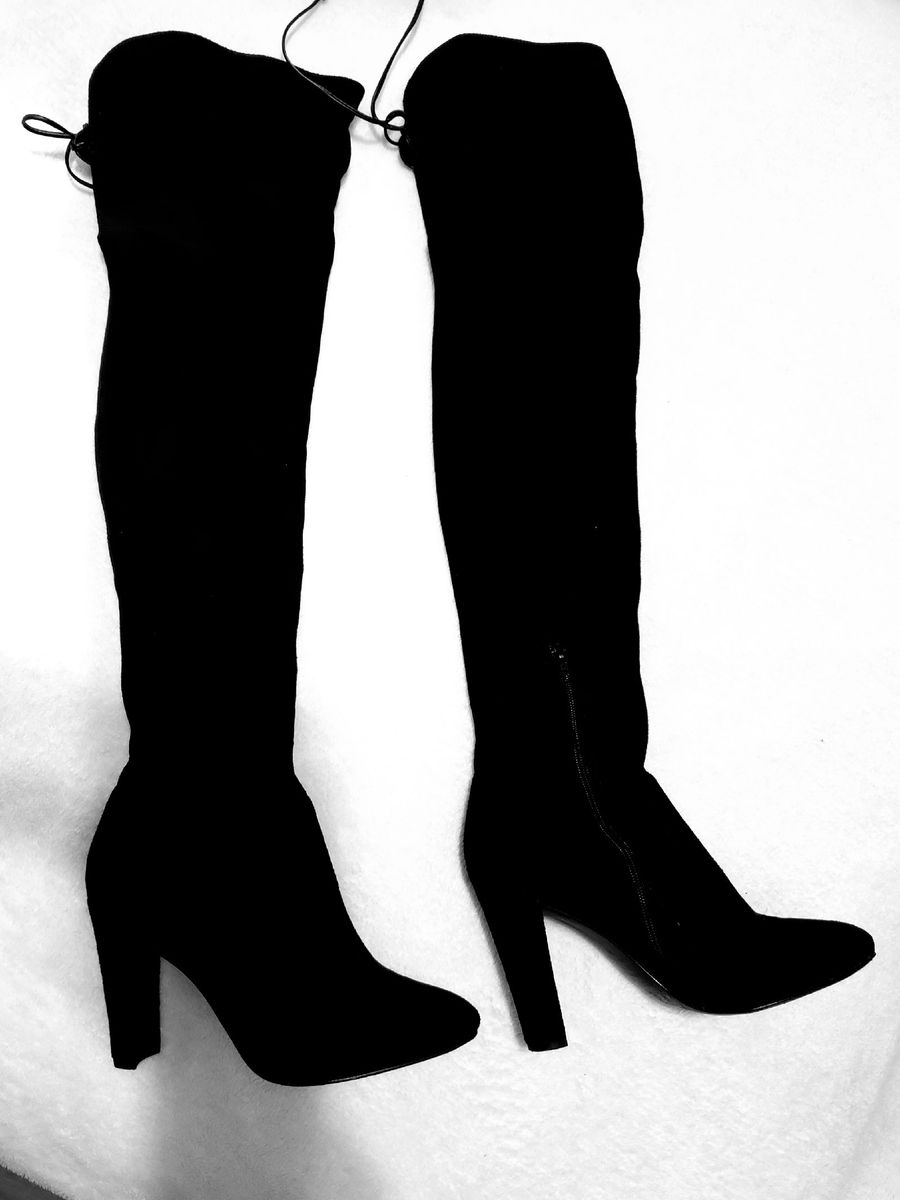 bota over the knee tecido