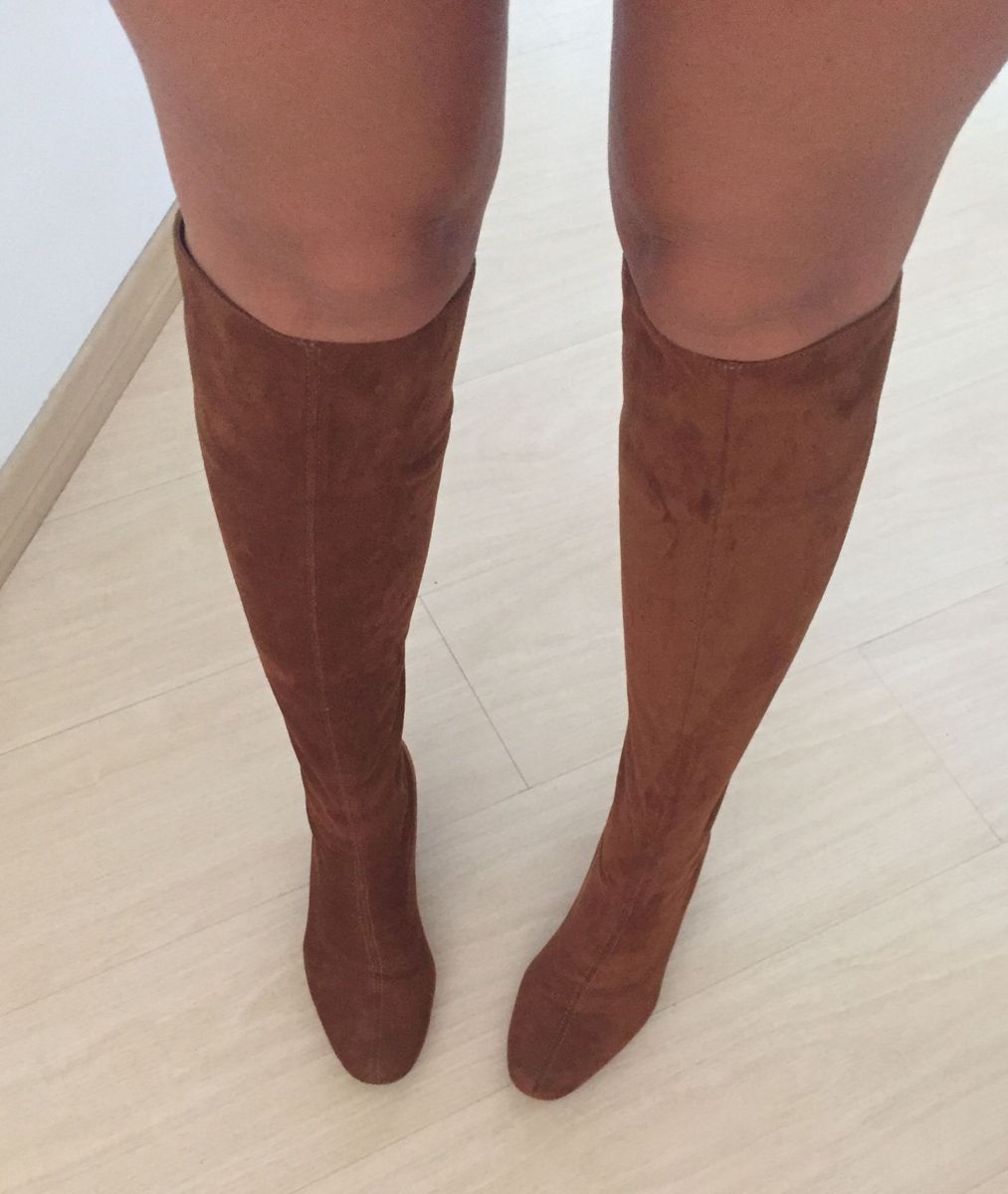 botas over the knee marrom