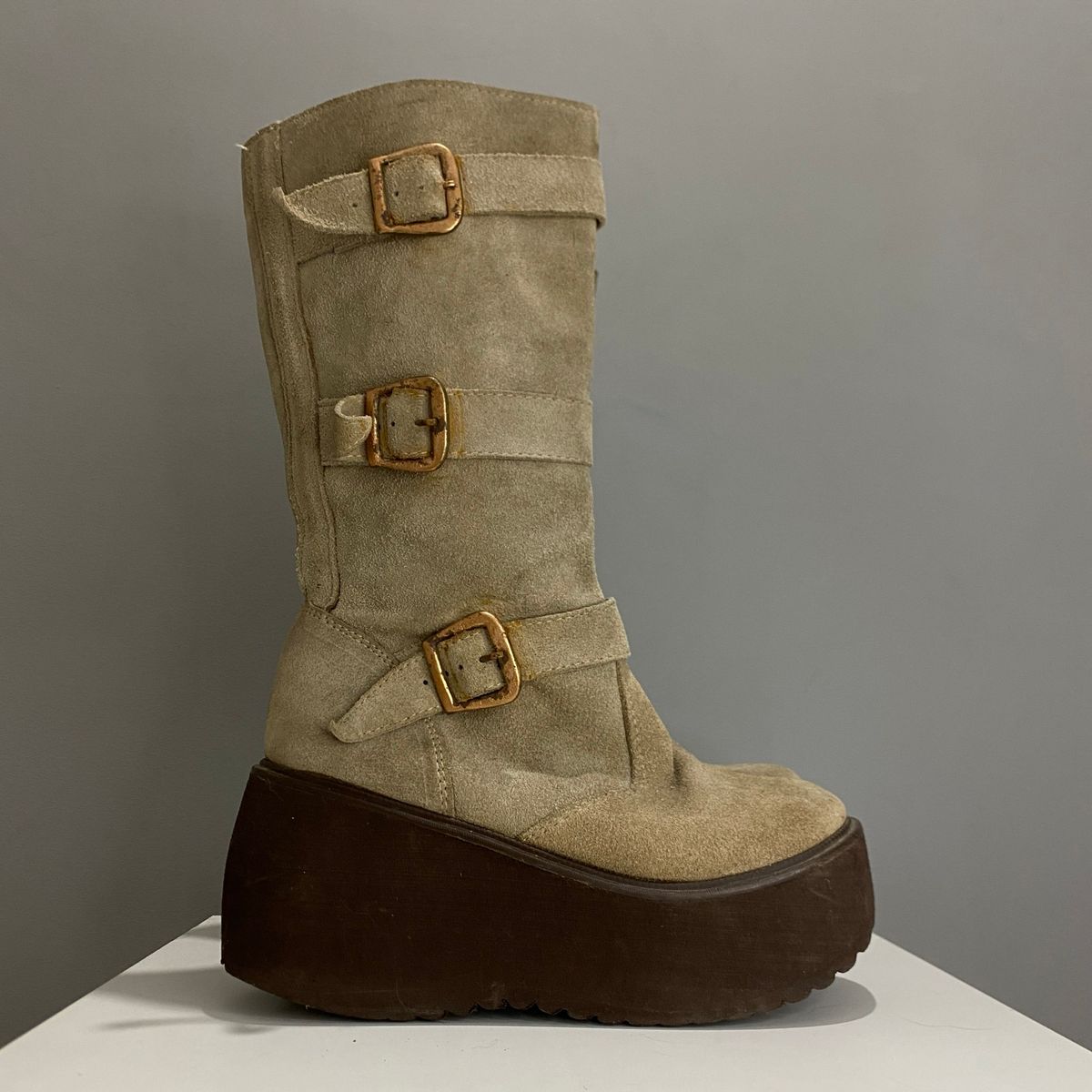 Salto Plataforma Botinha Antiga Anos 2000 Bota Anabela Antiga Bota