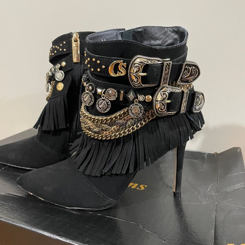 Bota Feminina Carmen Steffens Bota Preta Ankle Boot Carmen