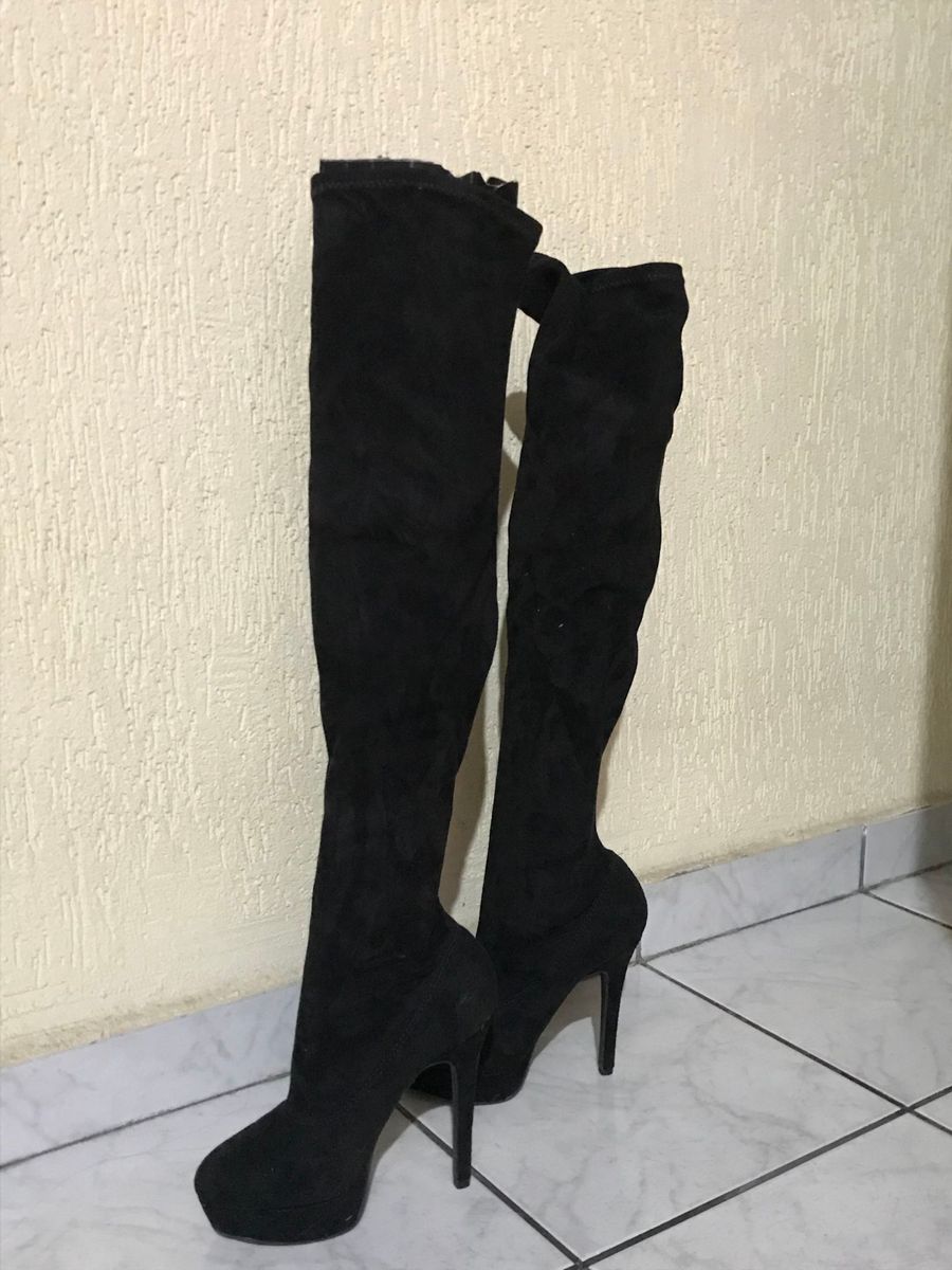 bota cano longo preta salto fino