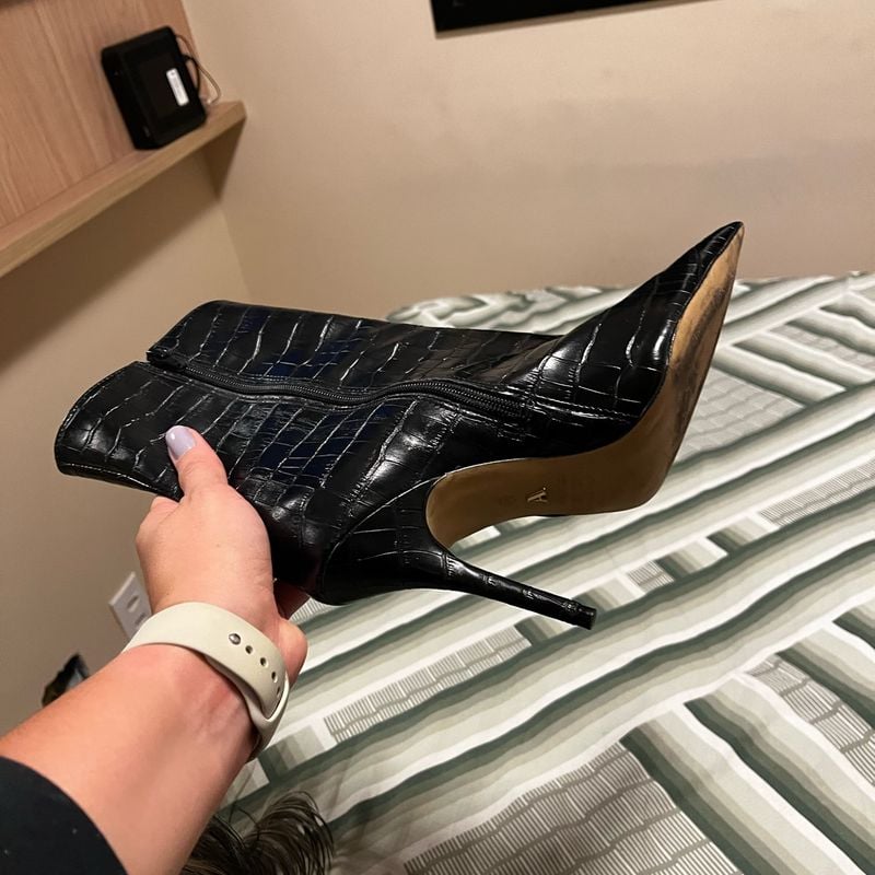 Salto Fino Bota Croco Arezzo Arezzo Botas Cano Medio Salto Fino