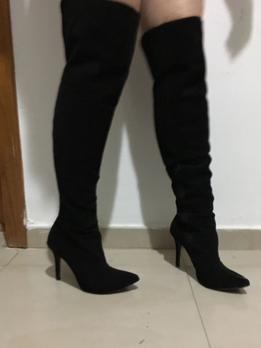 bota veludo cano medio