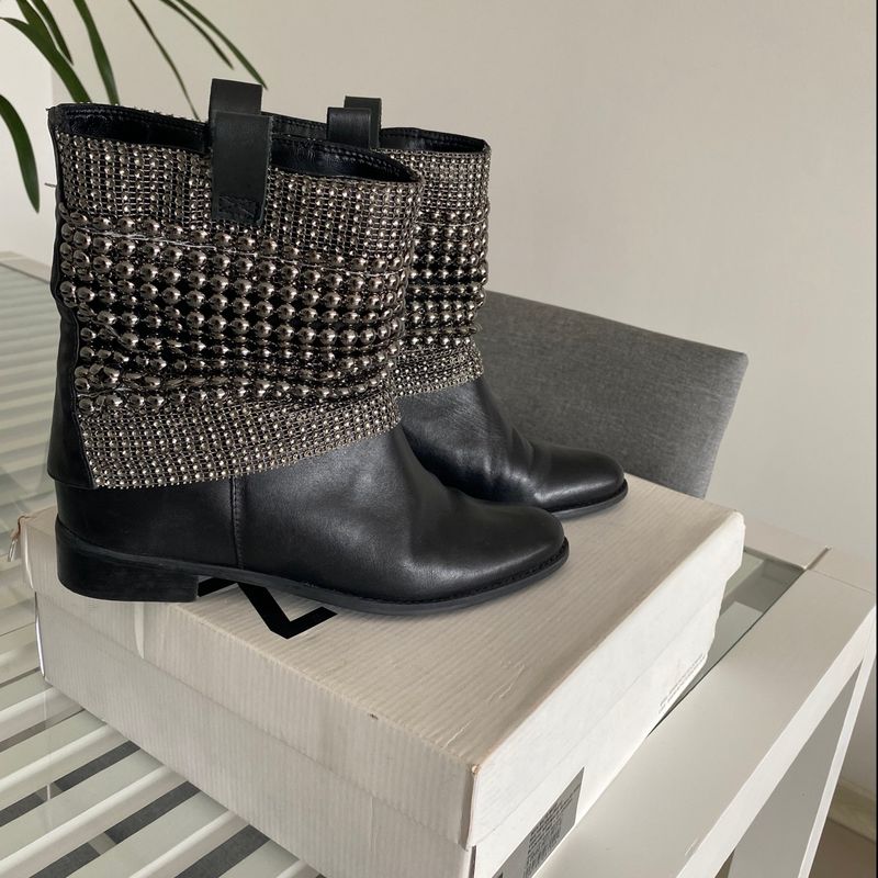 Bota Preta Schutz Malha Metalizada Bota Feminina Schutz Usado