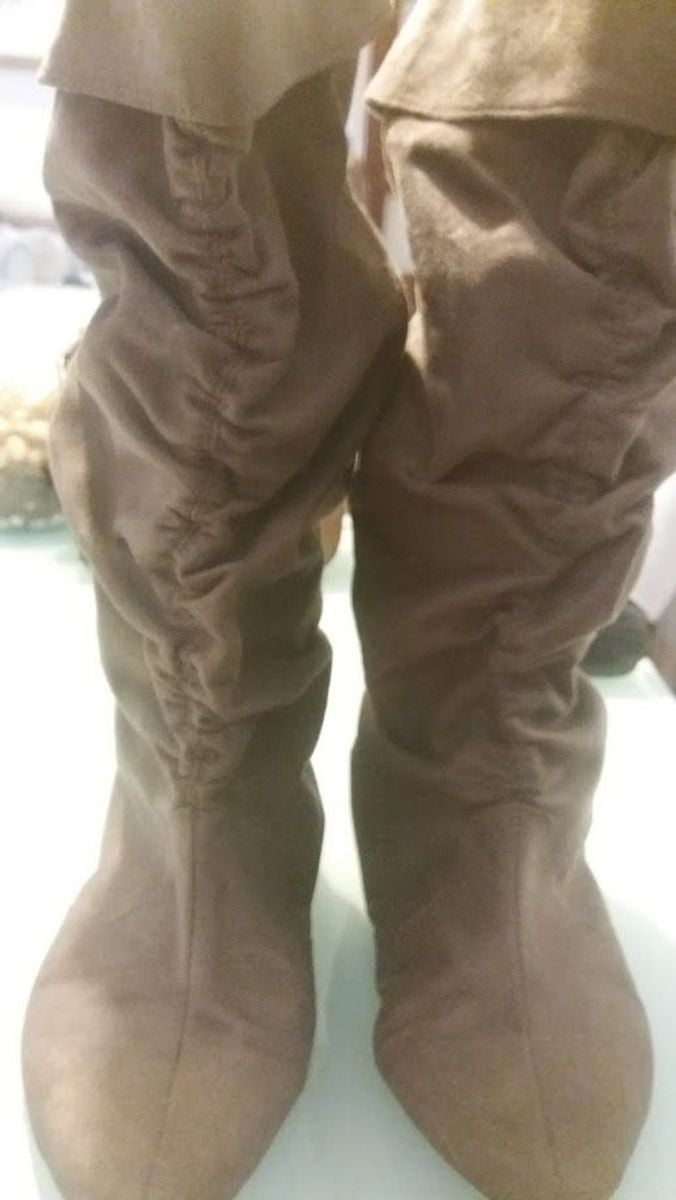 bota rasteira camurça cano longo