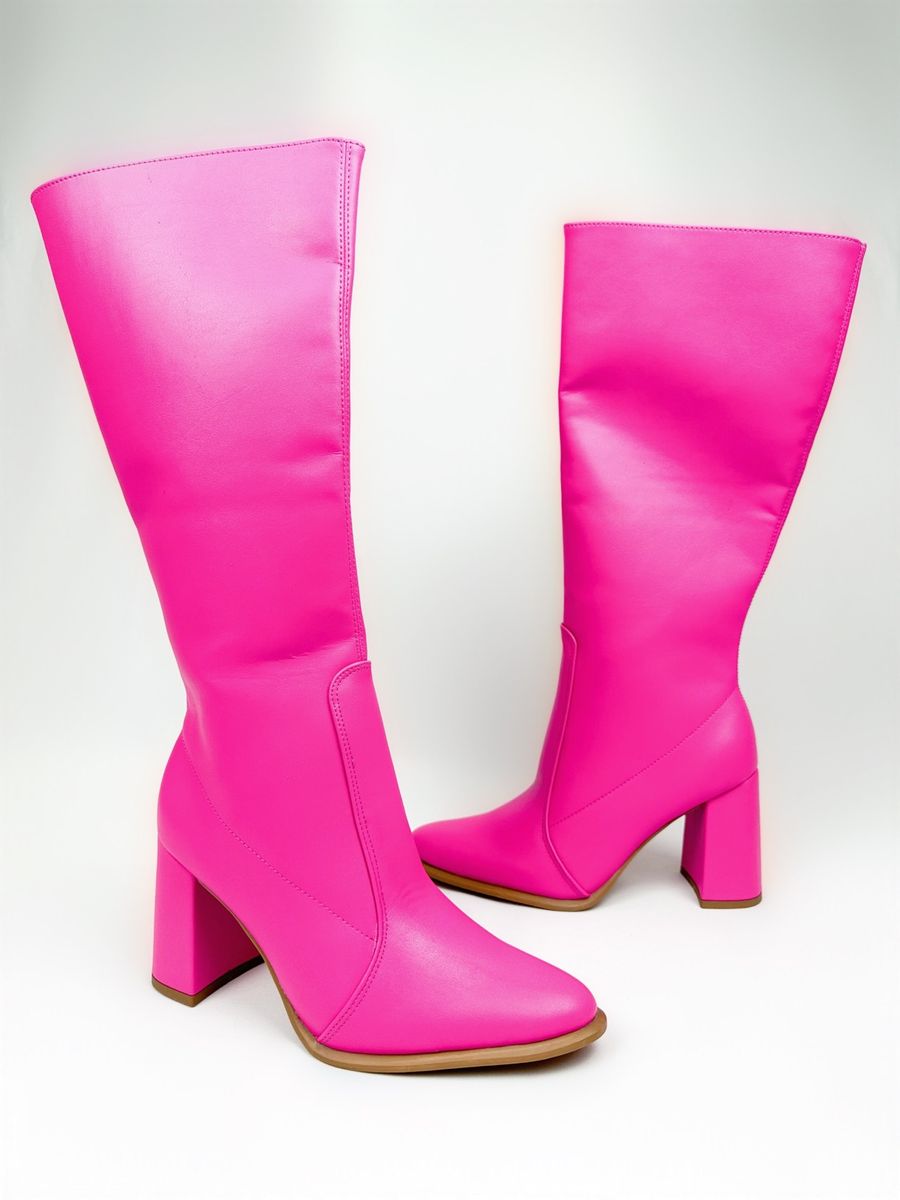 Bota rosa hot sale cano longo