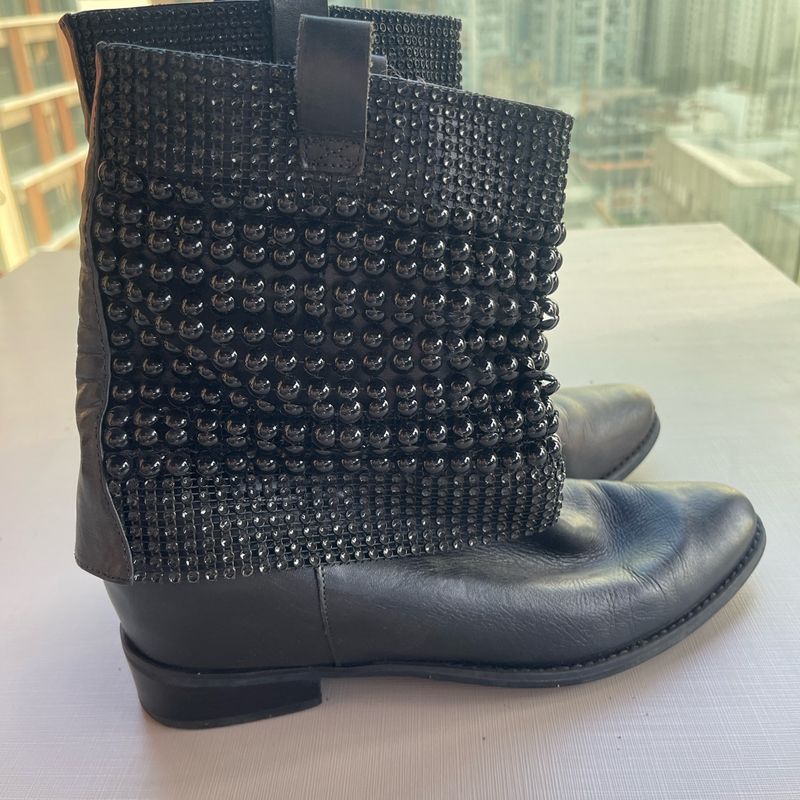 Bota Salto Médio Malha Preta Schutz Schutz Usado 106350013 enjoei