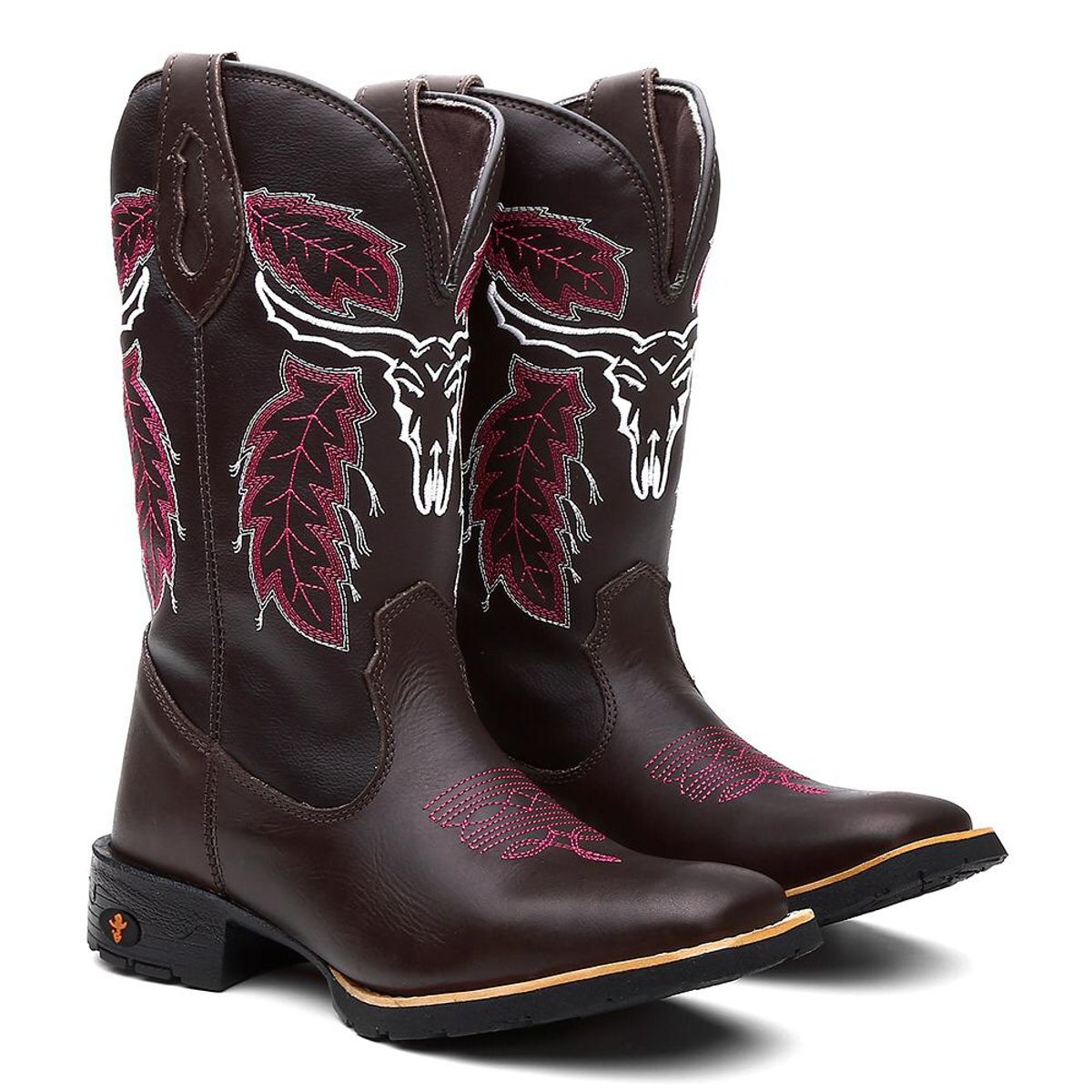 Bota Texana Botina Feminina Country em Couro Bico Quadrado | Bota ...