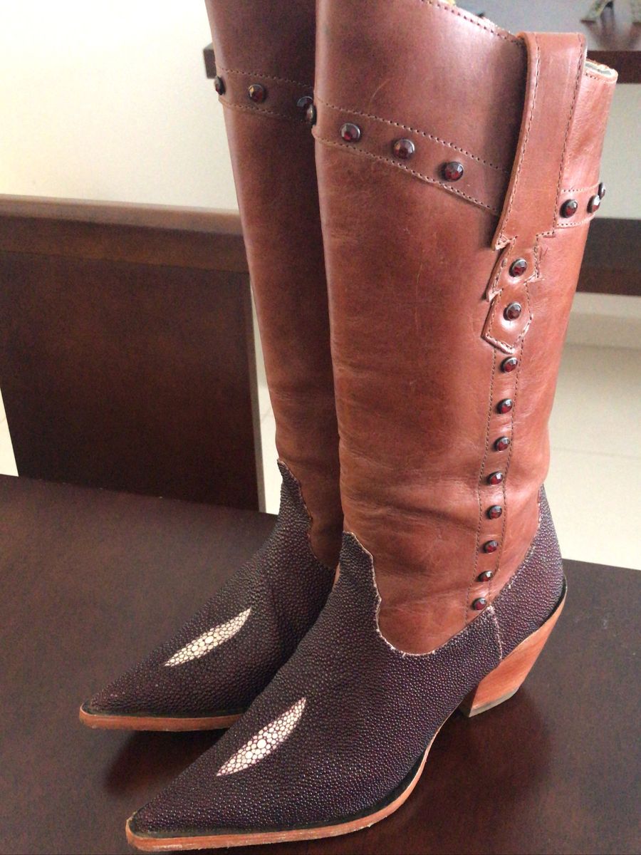 bota de couro de arraia masculina