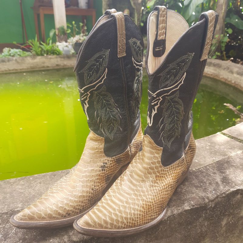 Bota texana masculina hot sale couro de cobra