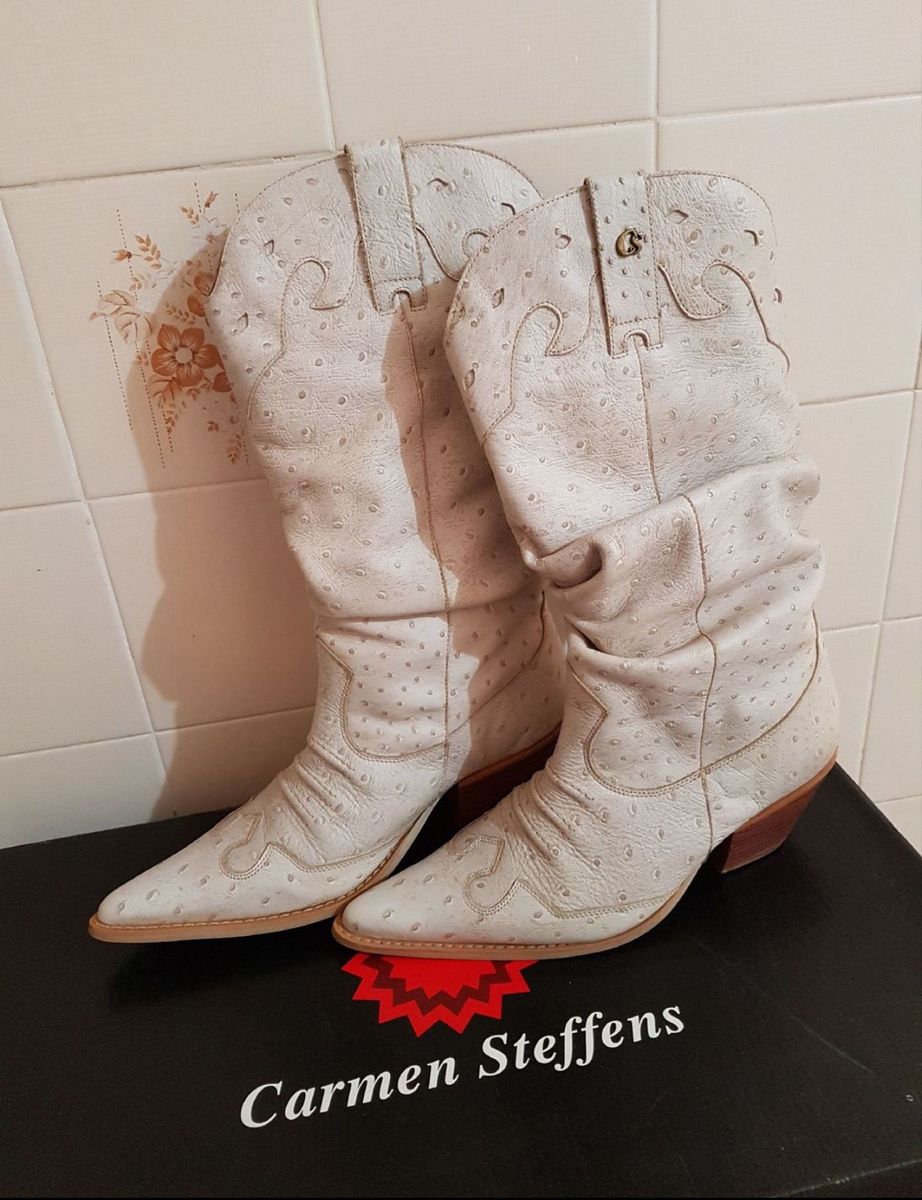 Bota Texana Off White Bota Feminina Carmen Steffens Usado 84138233  enjoei