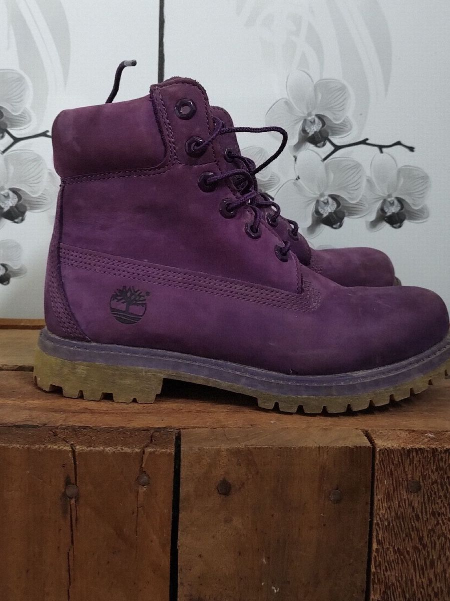 Bota Timberland Couro Roxo Original em Ótimo Serve 36 Bota  Feminina Timberland Usado 79119870 enjoei