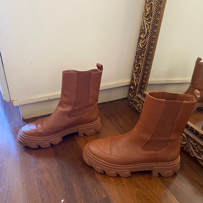 Tratorada Arezzo Bota Tratorada 2019 Bota Caramelo Couro Cano