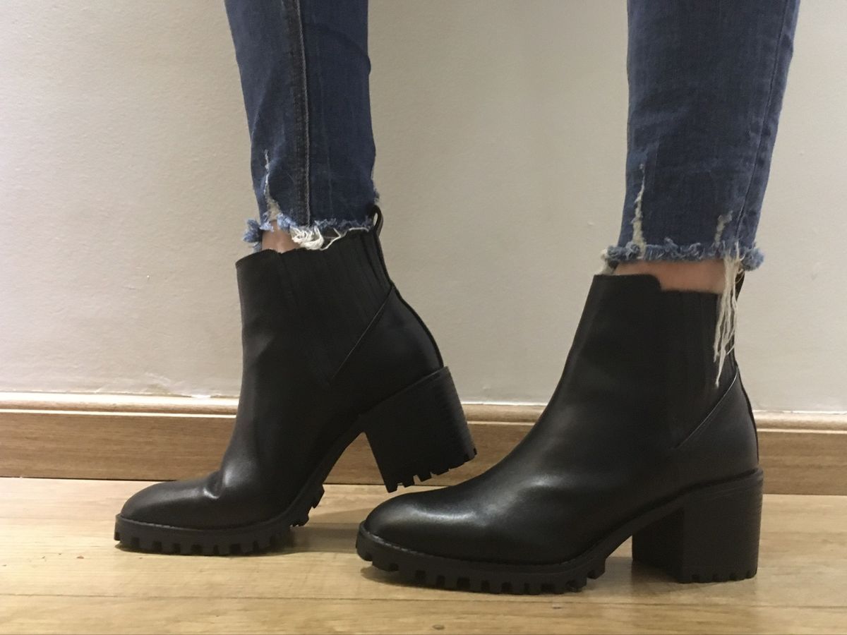 bota preta feminina cano medio