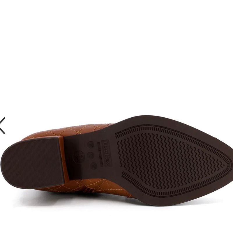 Bota Usaflex Matelassê Marrom Canela Couro Elástico 35 Usaflex