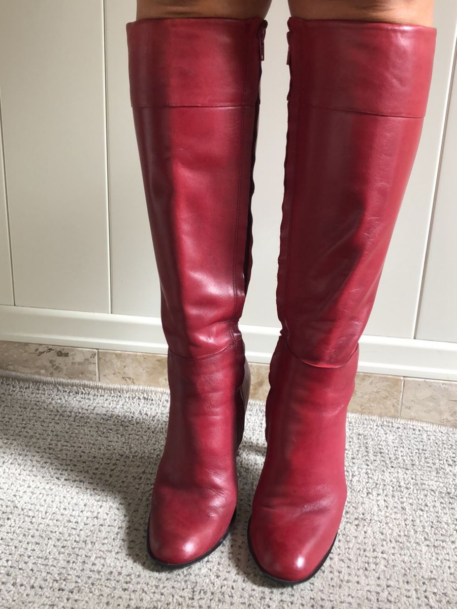 bota feminina cano longo vermelha