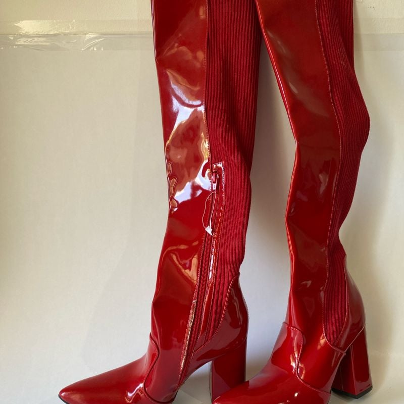 Bota Vermelha de Cano Longo Bota Feminina Renner Nunca Usado