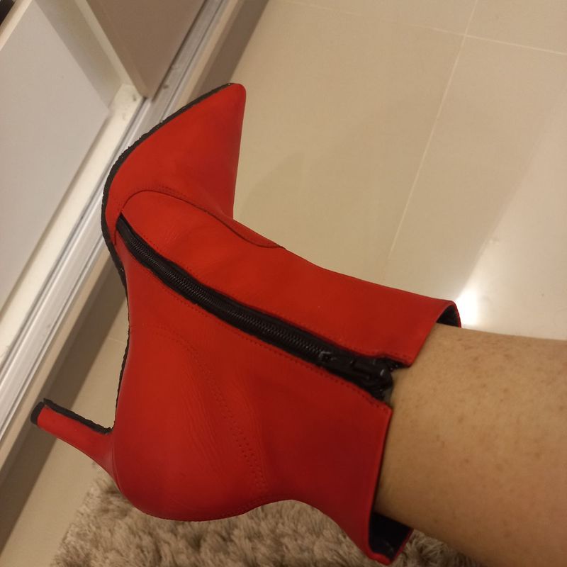 Bota Couro Bota Usaflex Vermelha Bota Couro Usaflex Salto Fino