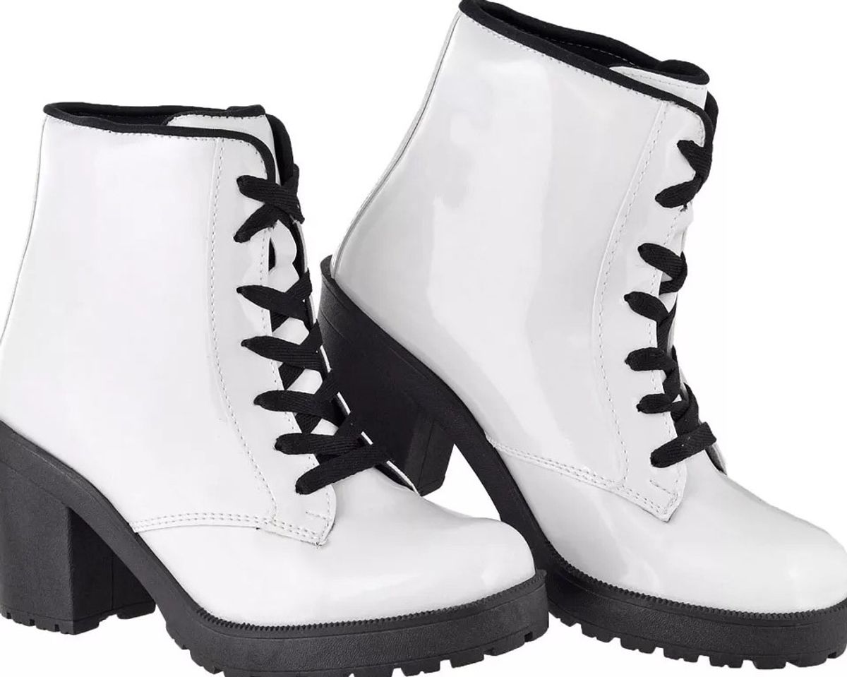 bota feminina coturno verniz