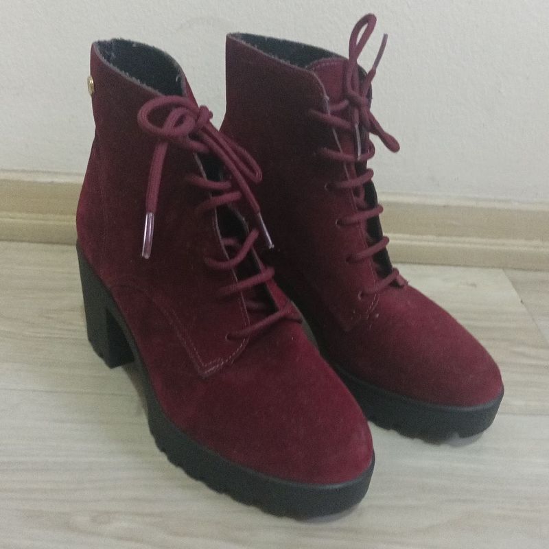 Bota Vizzano Vermelha Veludo Vizzano Usado 111380272 enjoei