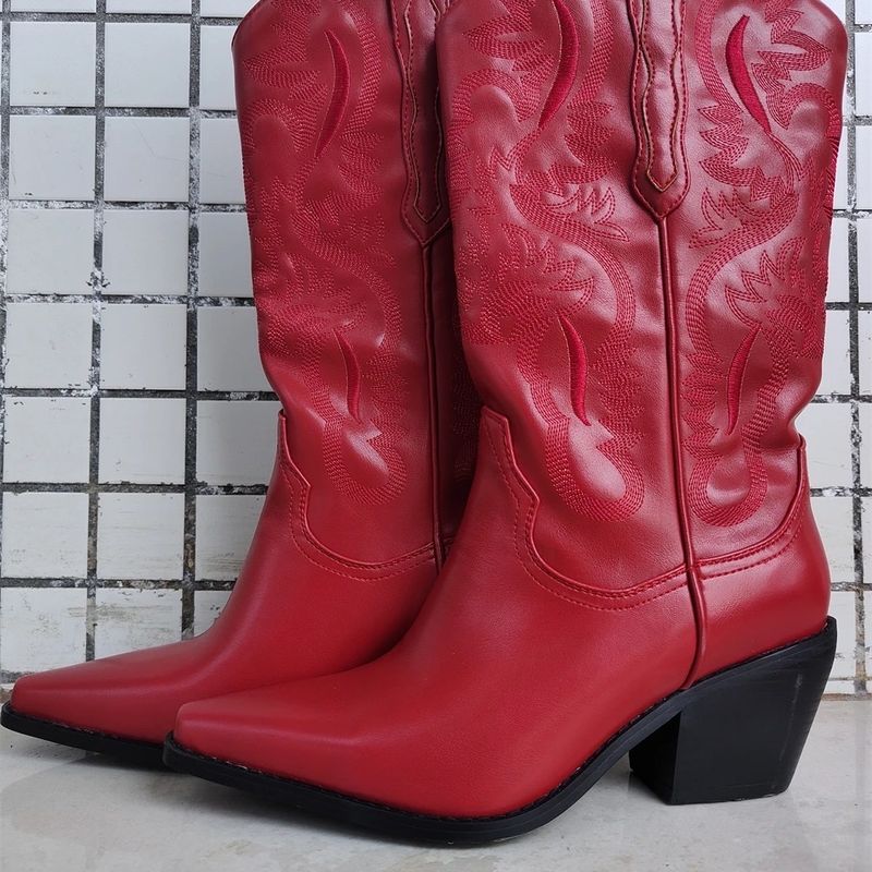 Bota country hot sale vermelha feminina