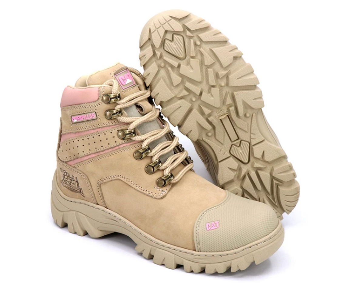 Bota caterpillar botina couro rosa em Promoção na Americanas