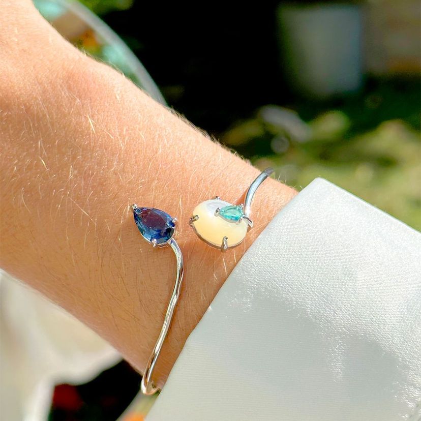 bracelete feminino madrepérola london blue rádio branco - pulseiras encanto joias